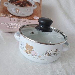 Rilakkuma - Chairoikoguma Enamel Pot With Lid - Sitting